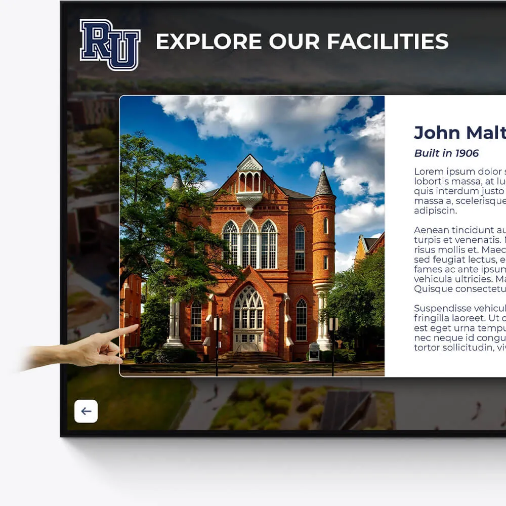 Touchscreen display for school facilities