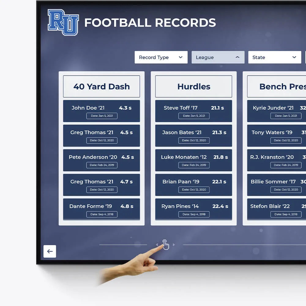 Touchscreen digital record board