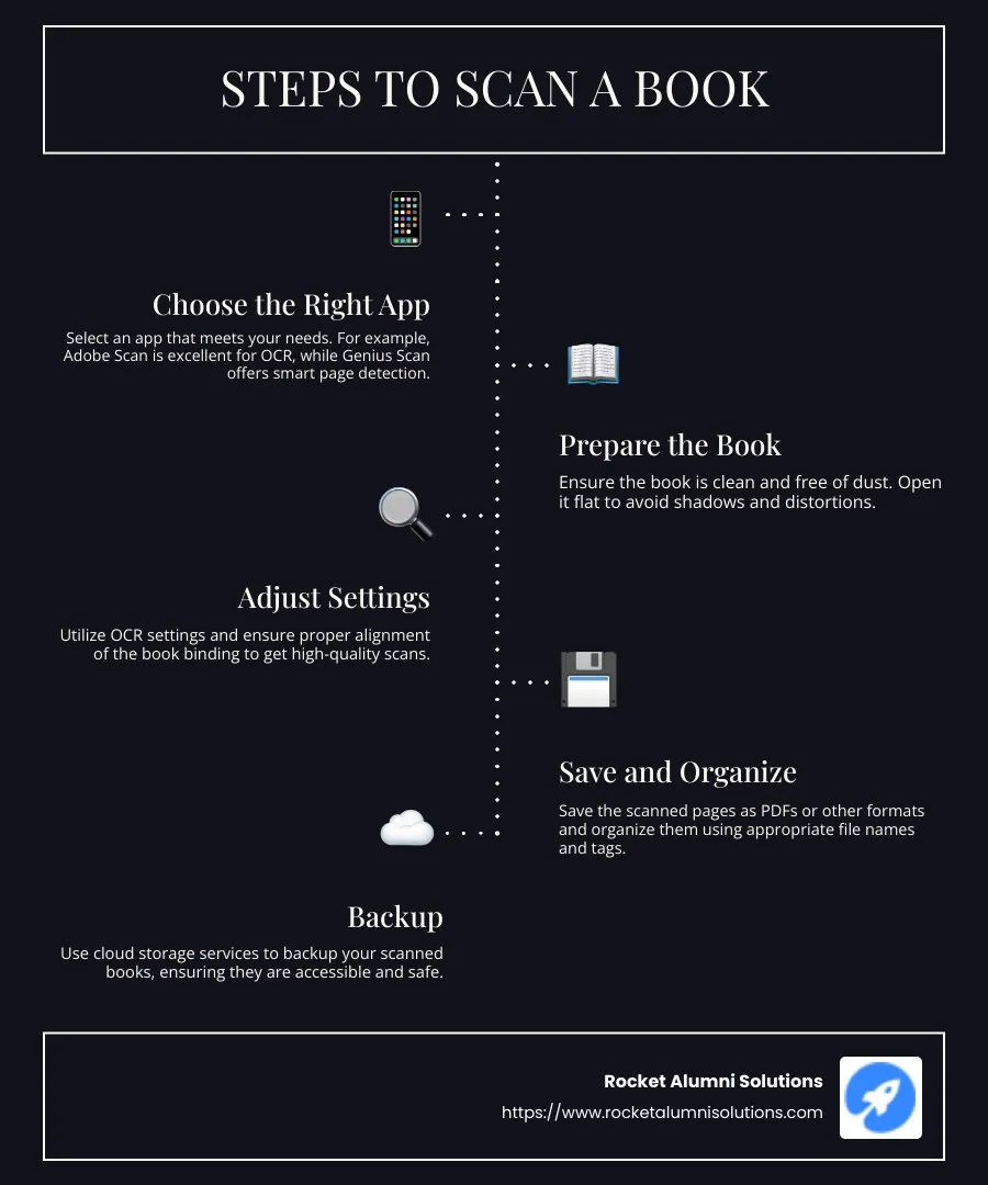 Genius Scan is yet another popular mobile scanning app, with its developers claiming that the software has digitized more than half a billion documents to date. - book scanner near me infographic infographic-line-5-steps-dark