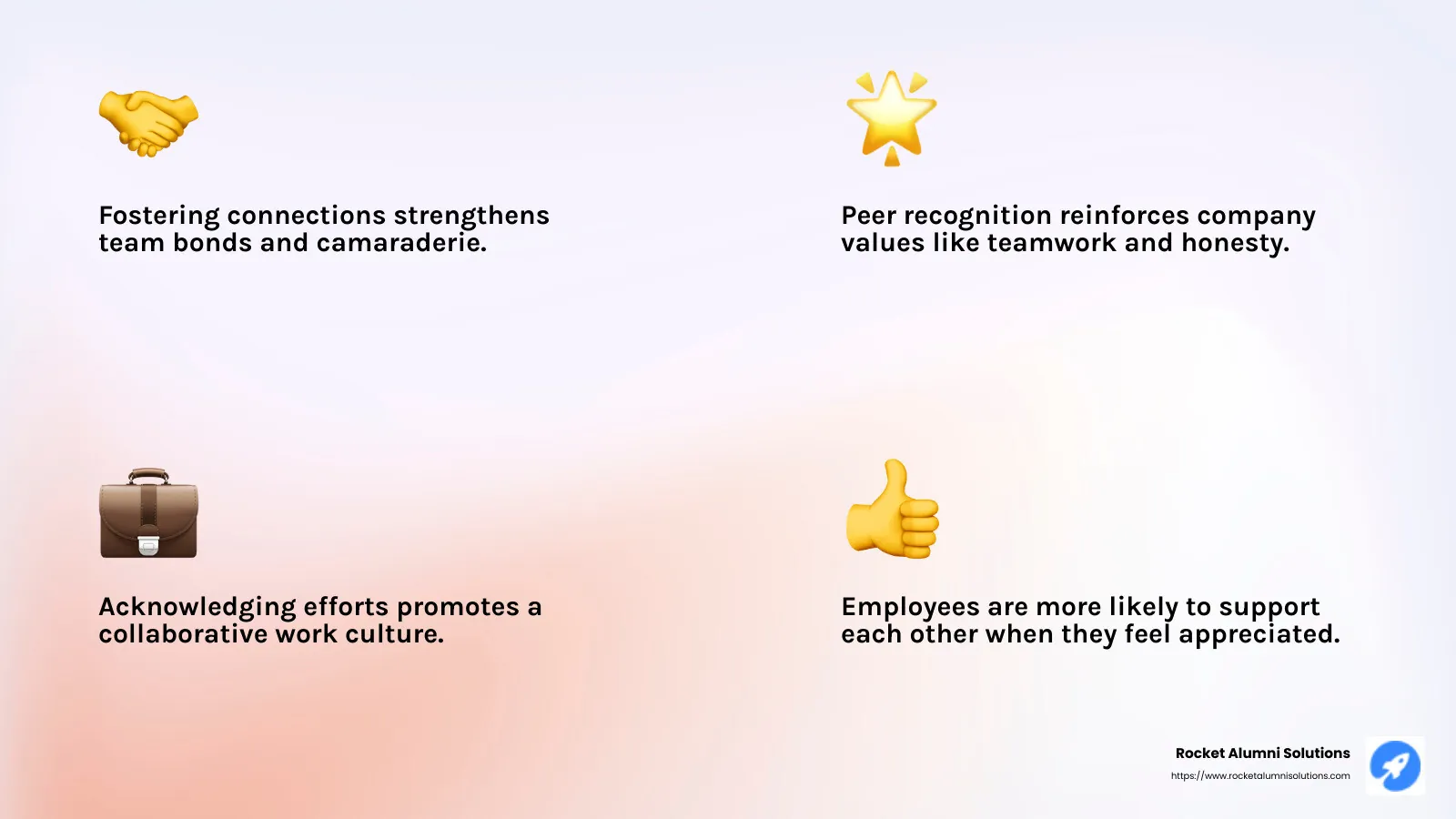 Reinforcing company values through peer recognition - peer recognition program examples infographic 4_facts_emoji_light-gradient