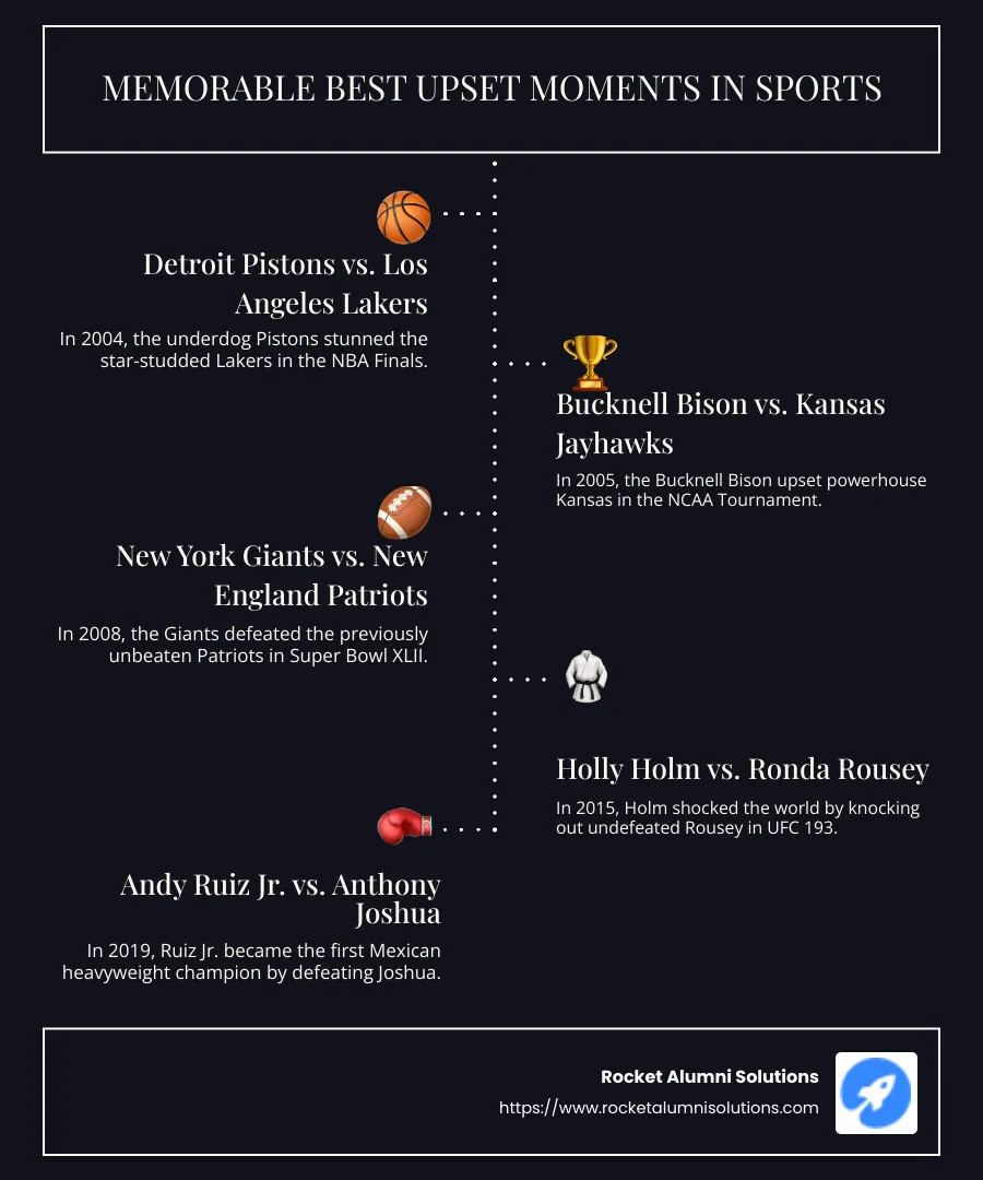 The Best Upset ESPY Award Timeline - sports award for best upset infographic infographic-line-5-steps-dark