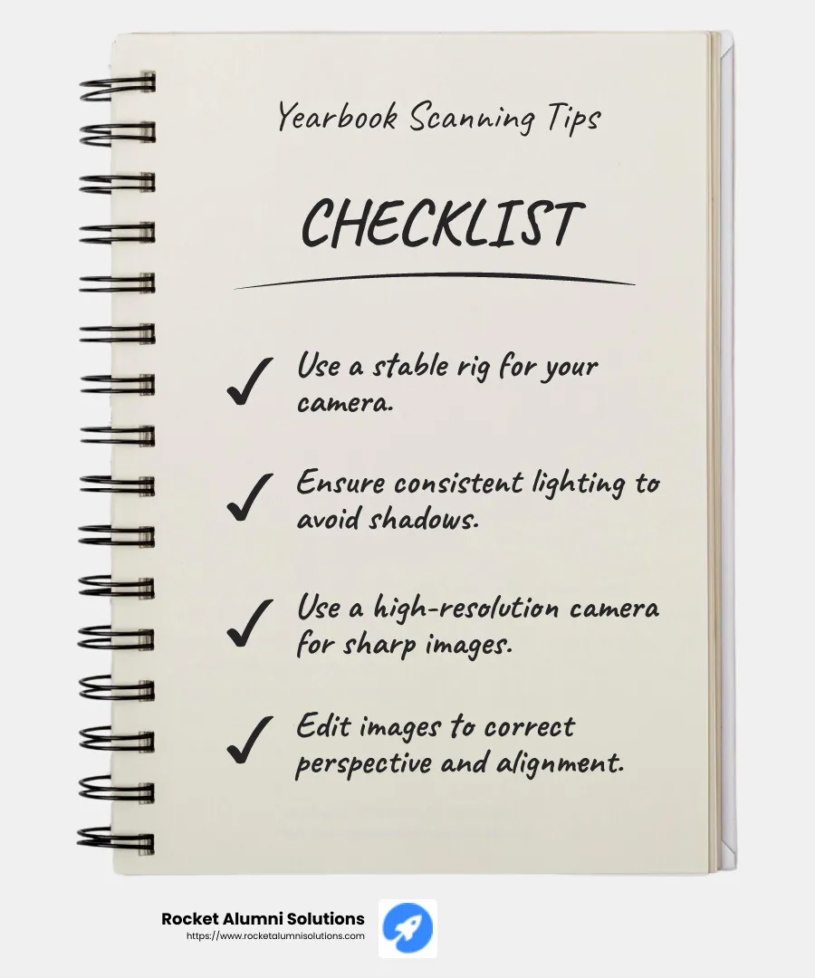 Yearbook scanning tips and benefits - how to scan a yearbook infographic checklist-notebook