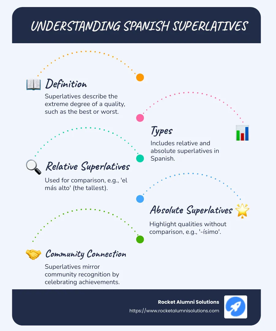 Infographic explaining the use of superlatives in Spanish - superlatives in spanish infographic infographic-line-5-steps-blues-accent_colors