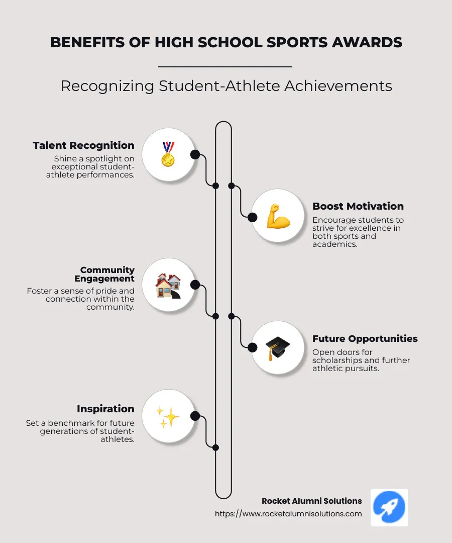 Infographic explaining the benefits of high school sports awards - high school sports awards infographic infographic-line-5-steps-neat_beige