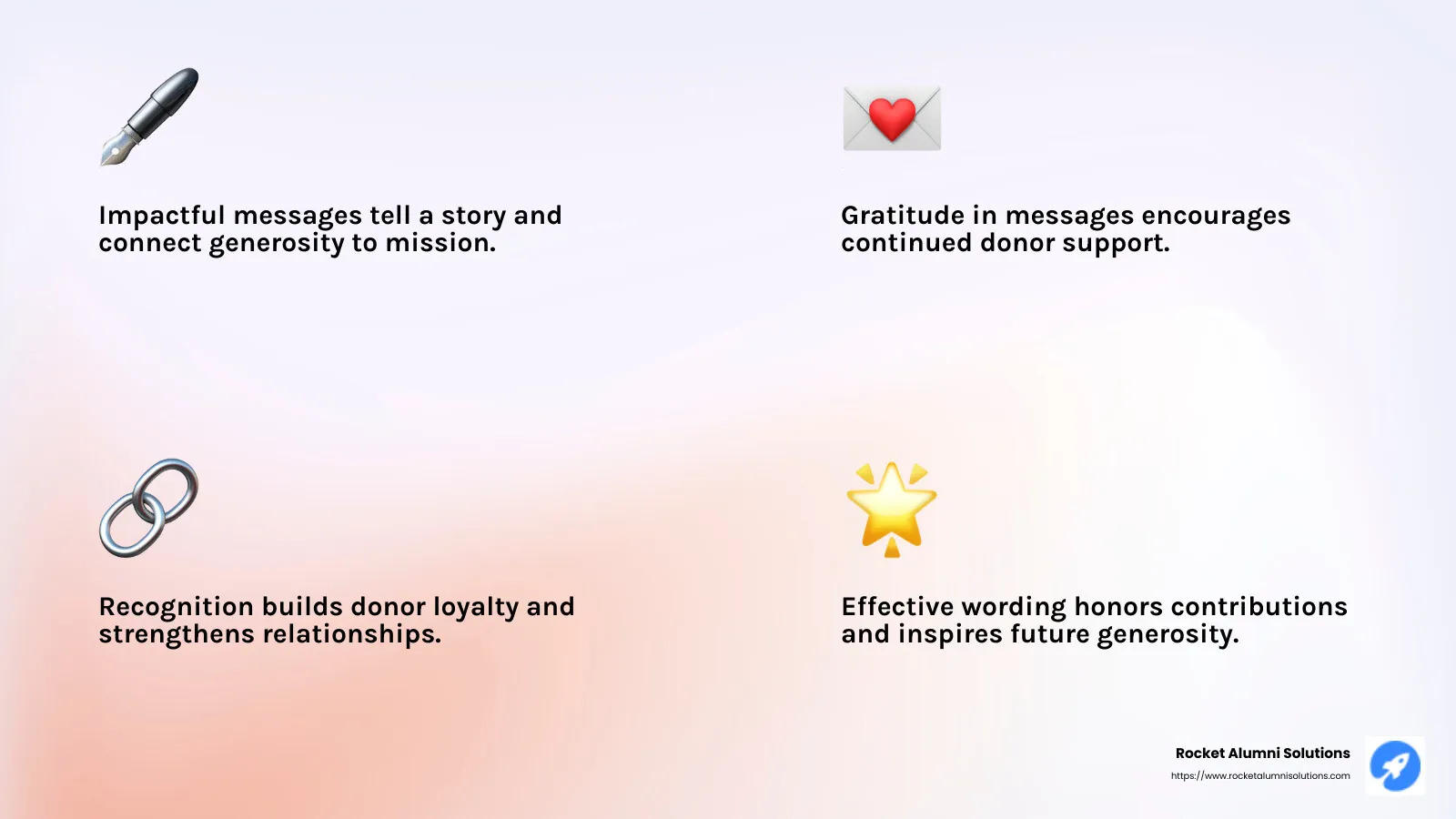 Gratitude is a wonderful thing. It makes what is excellent in others belong to us as well. — Voltaire - donor recognition wording infographic 4_facts_emoji_light-gradient