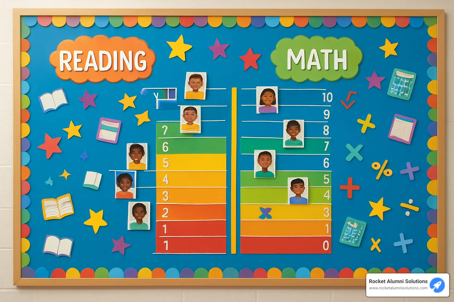 reading and math achievement leaderboard - classroom wall of fame ideas