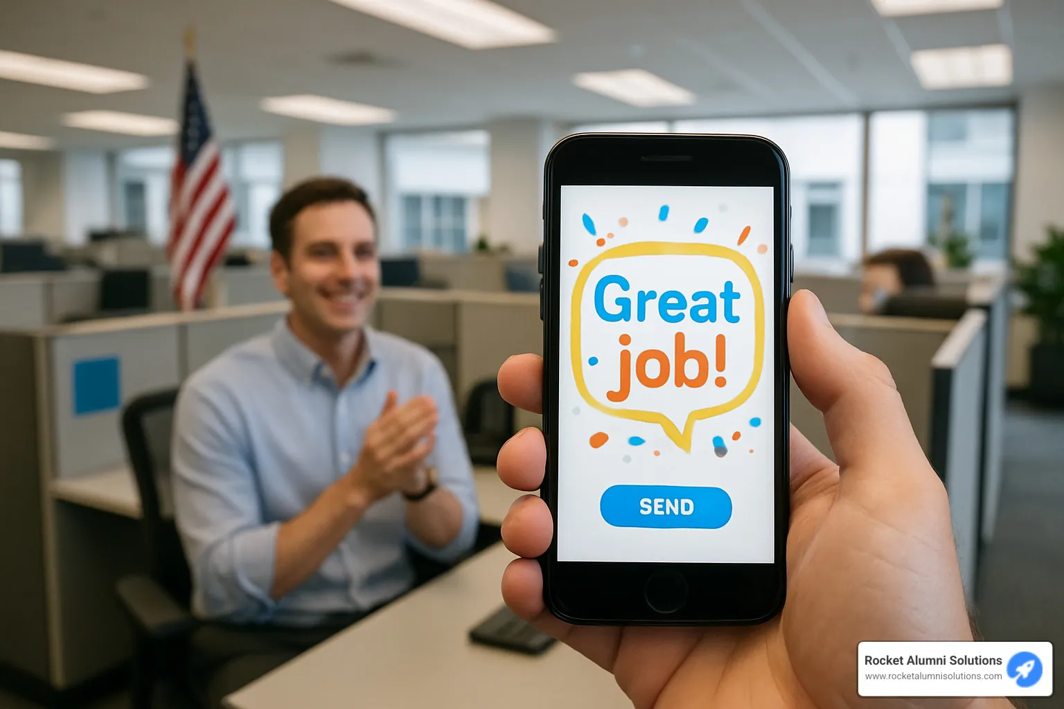 mobile recognition app showing in-the-moment kudos - employee recognition features