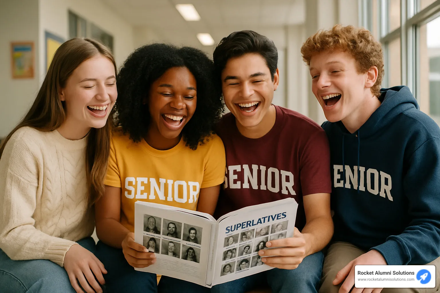 students laughing at yearbook superlatives - funniest senior superlatives