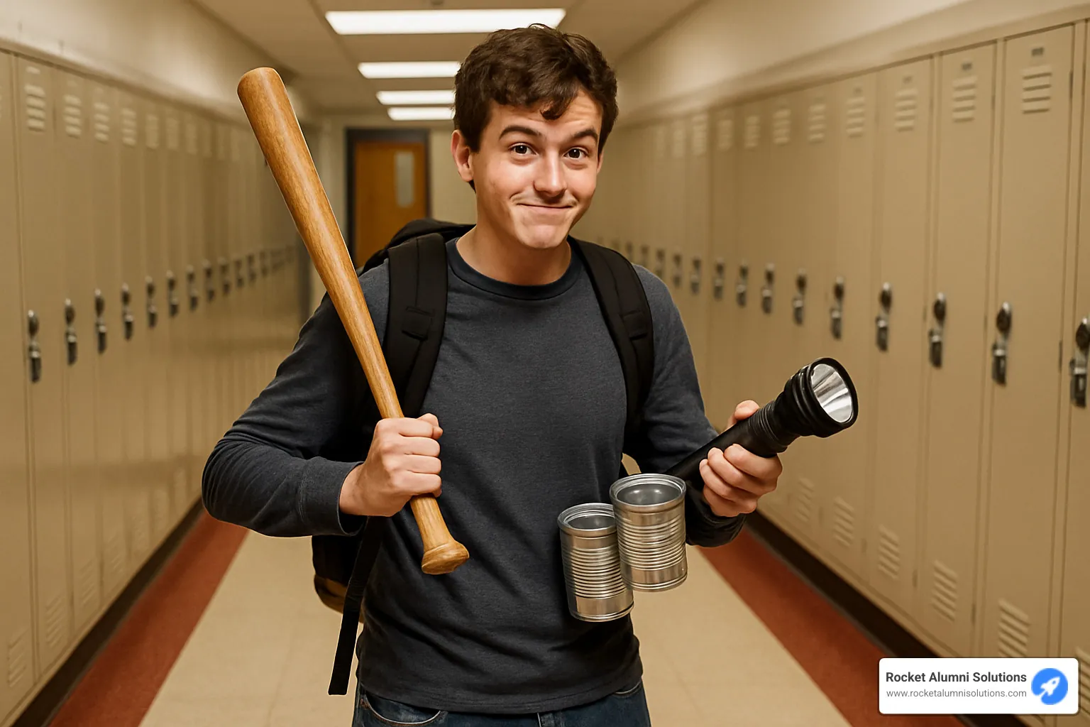 student with zombie survival gear - funniest senior superlatives