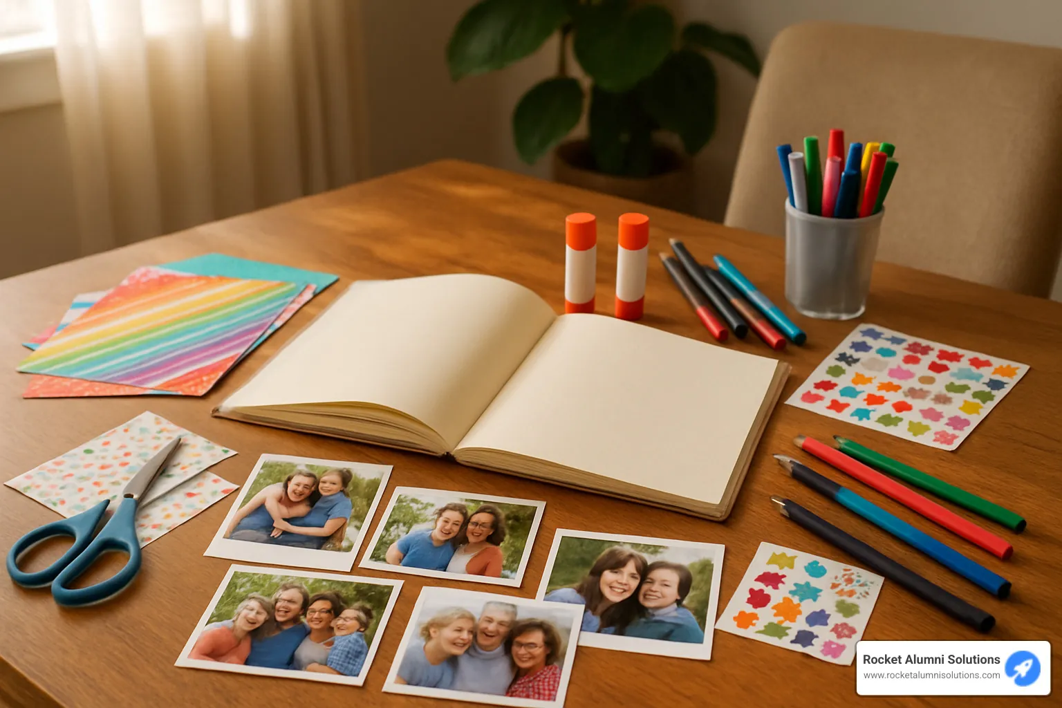 Crafting tools and materials for making a memory book - memory book