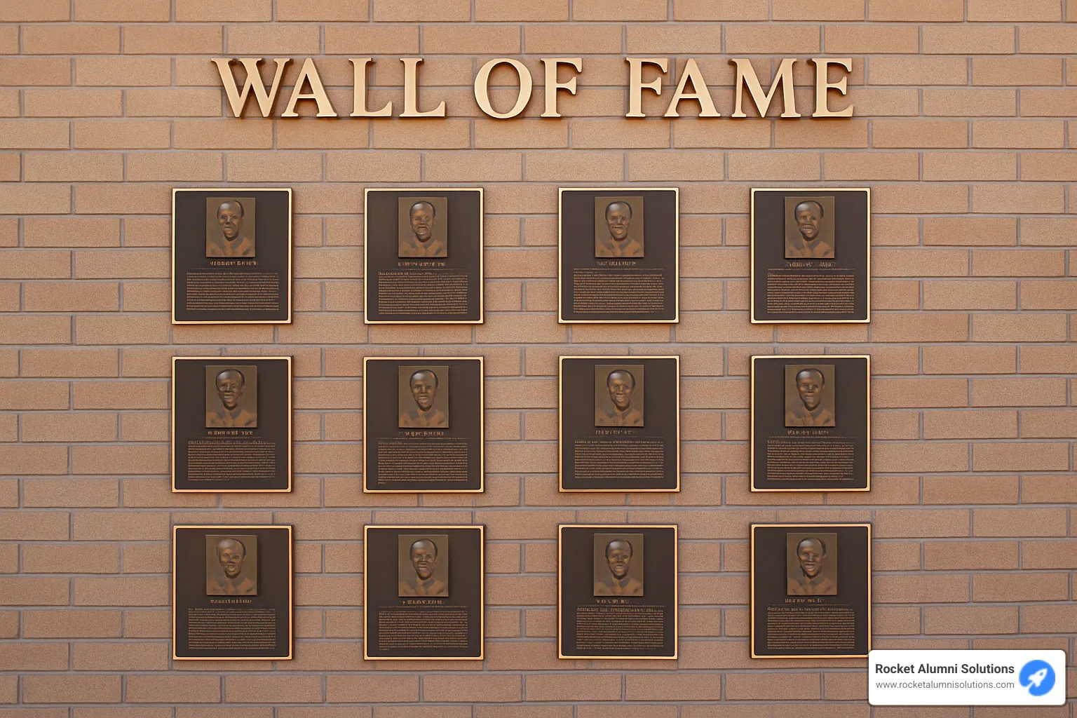 Completed wall of fame installation with mixed materials and lighting - wall of fame plaques Completed wall of fame installation with mixed materials and lighting - wall of fame plaques