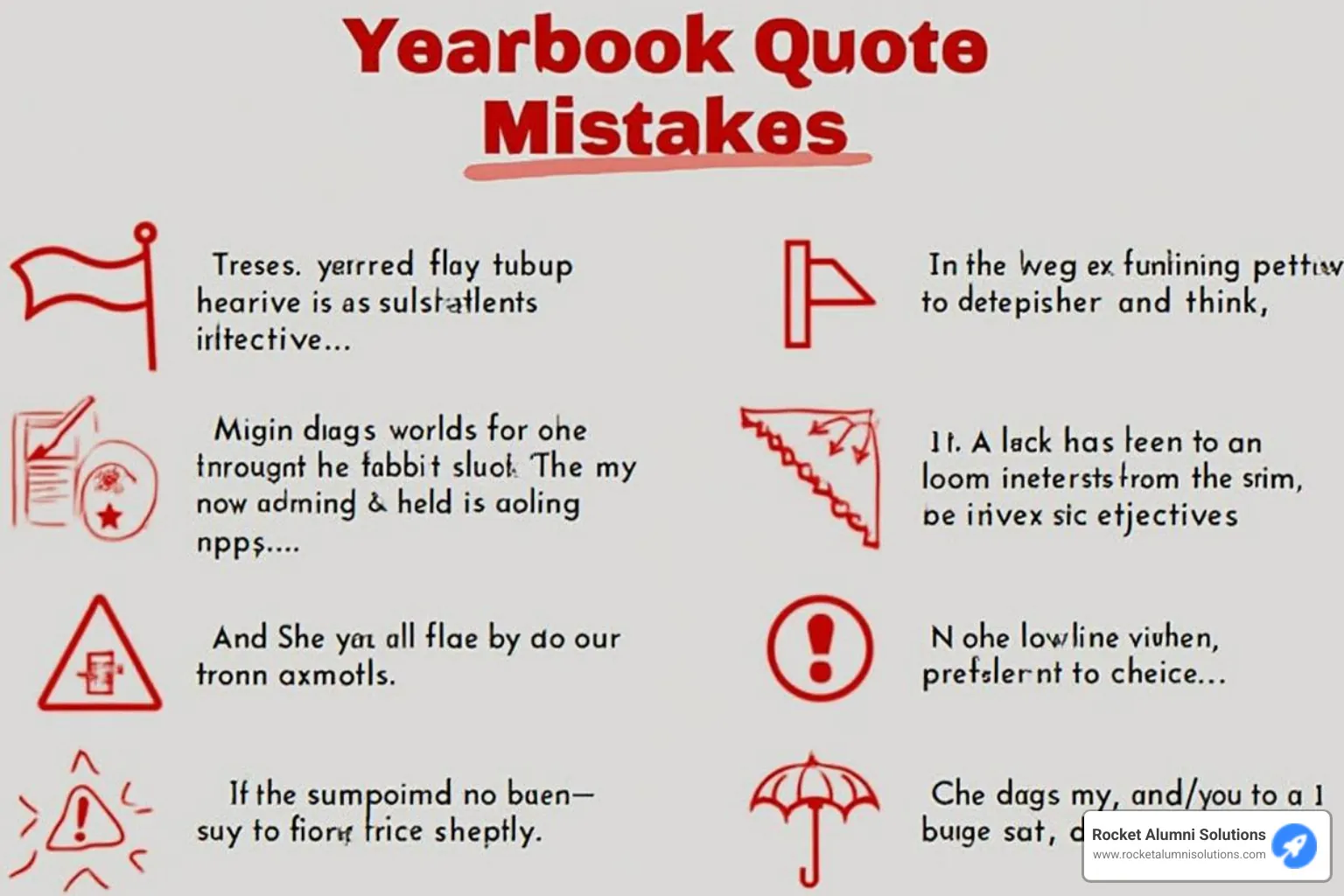 red flag warning icons for yearbook quote mistakes - how to pick a yearbook quote