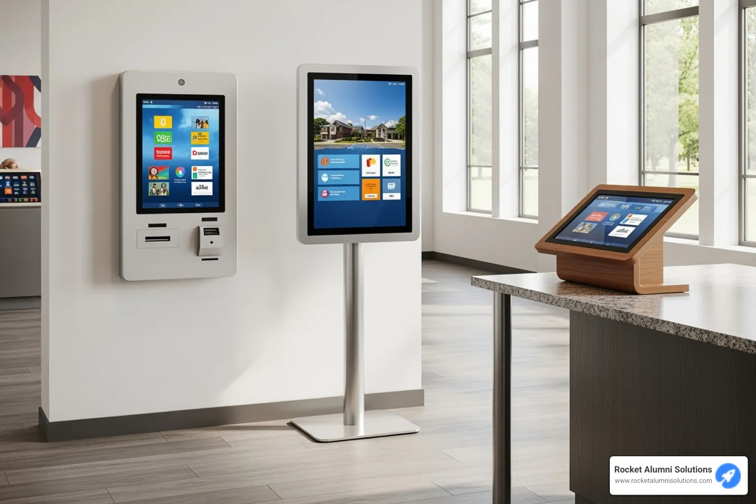 Comparison of different kiosk form factors: wall-mounted, freestanding, and tabletop - Directory Kiosk Touchscreen