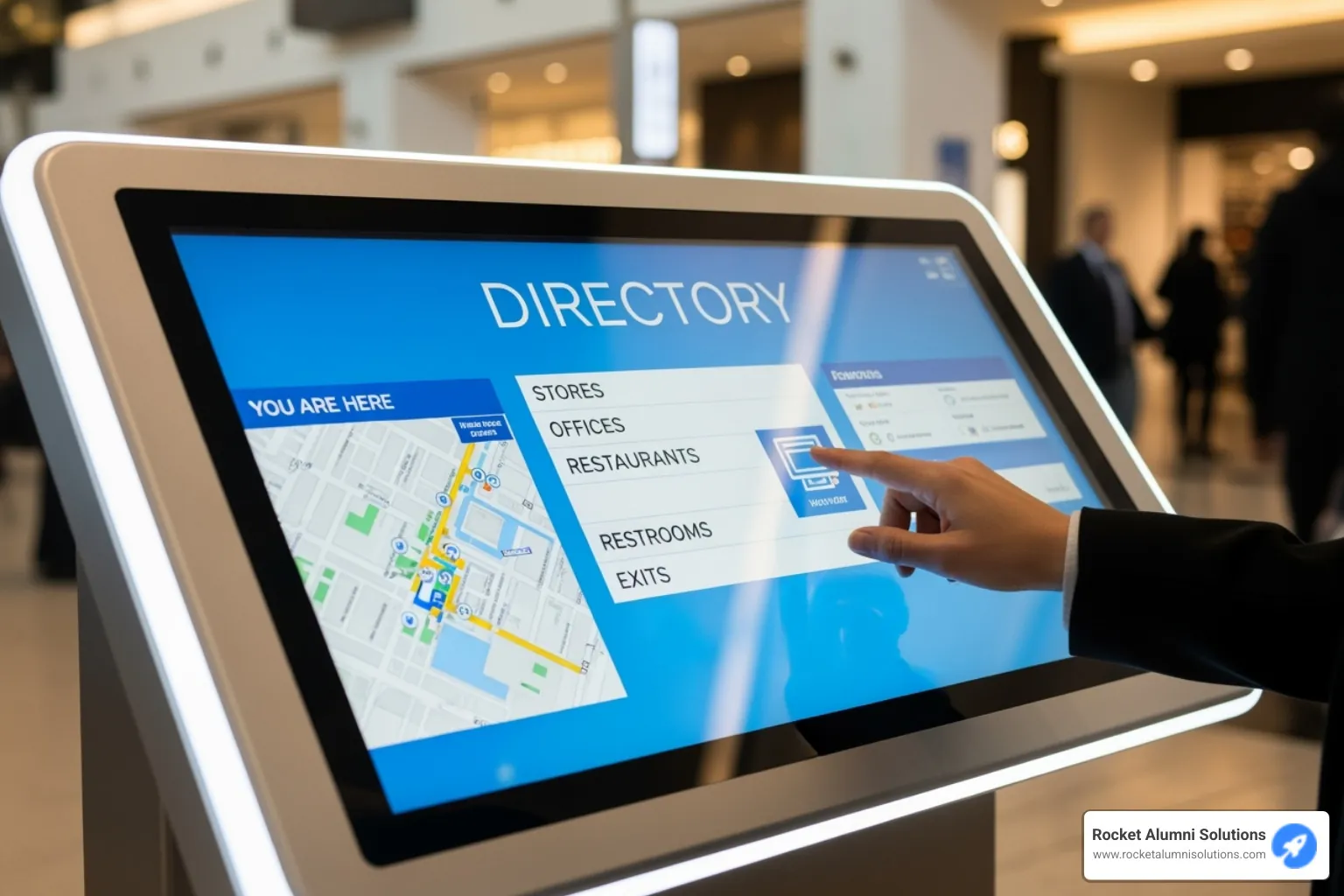 Dashboard showing kiosk analytics and content management options - Kiosk Directory Touchscreen