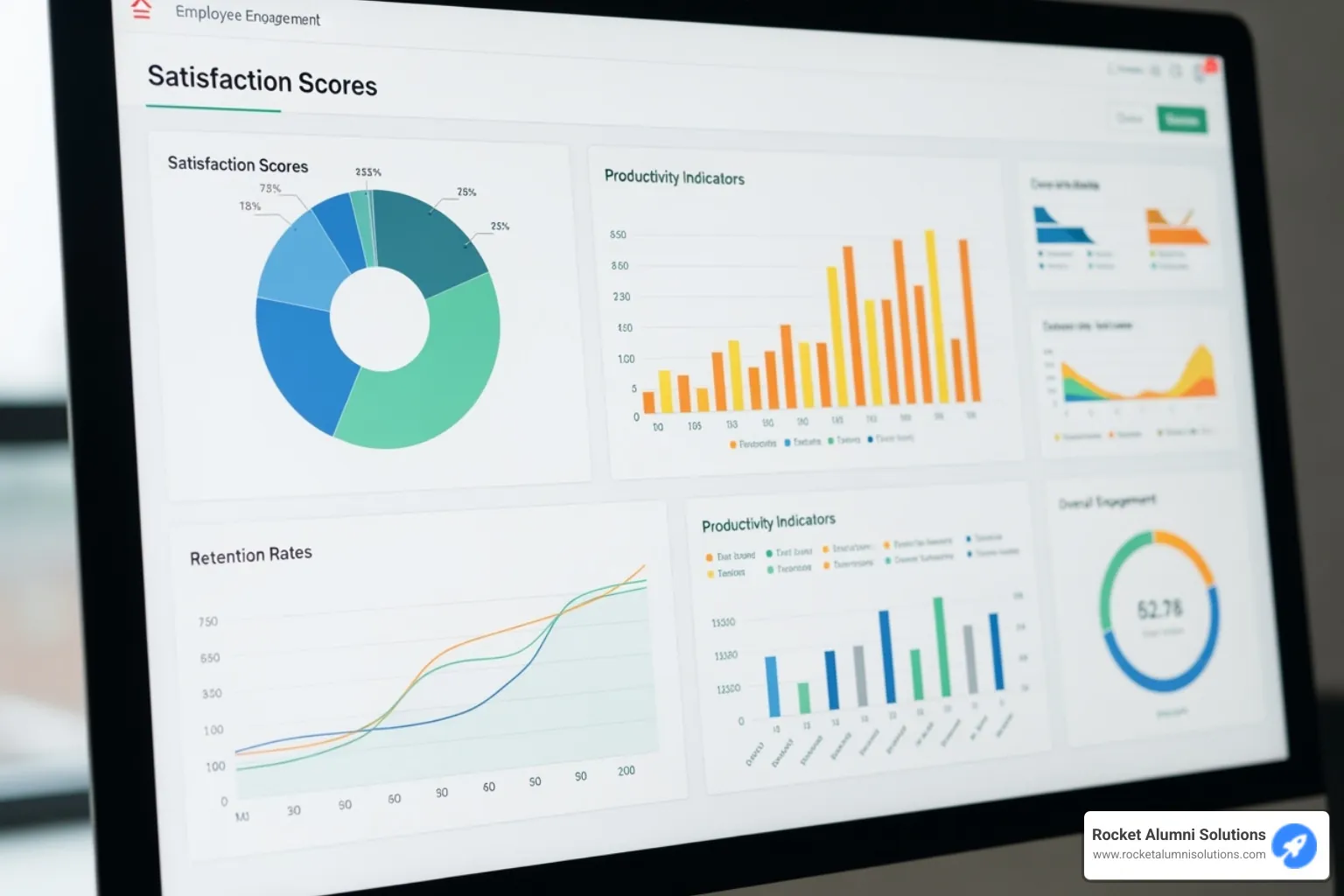 A dashboard showing employee engagement metrics - employee engagement strategies