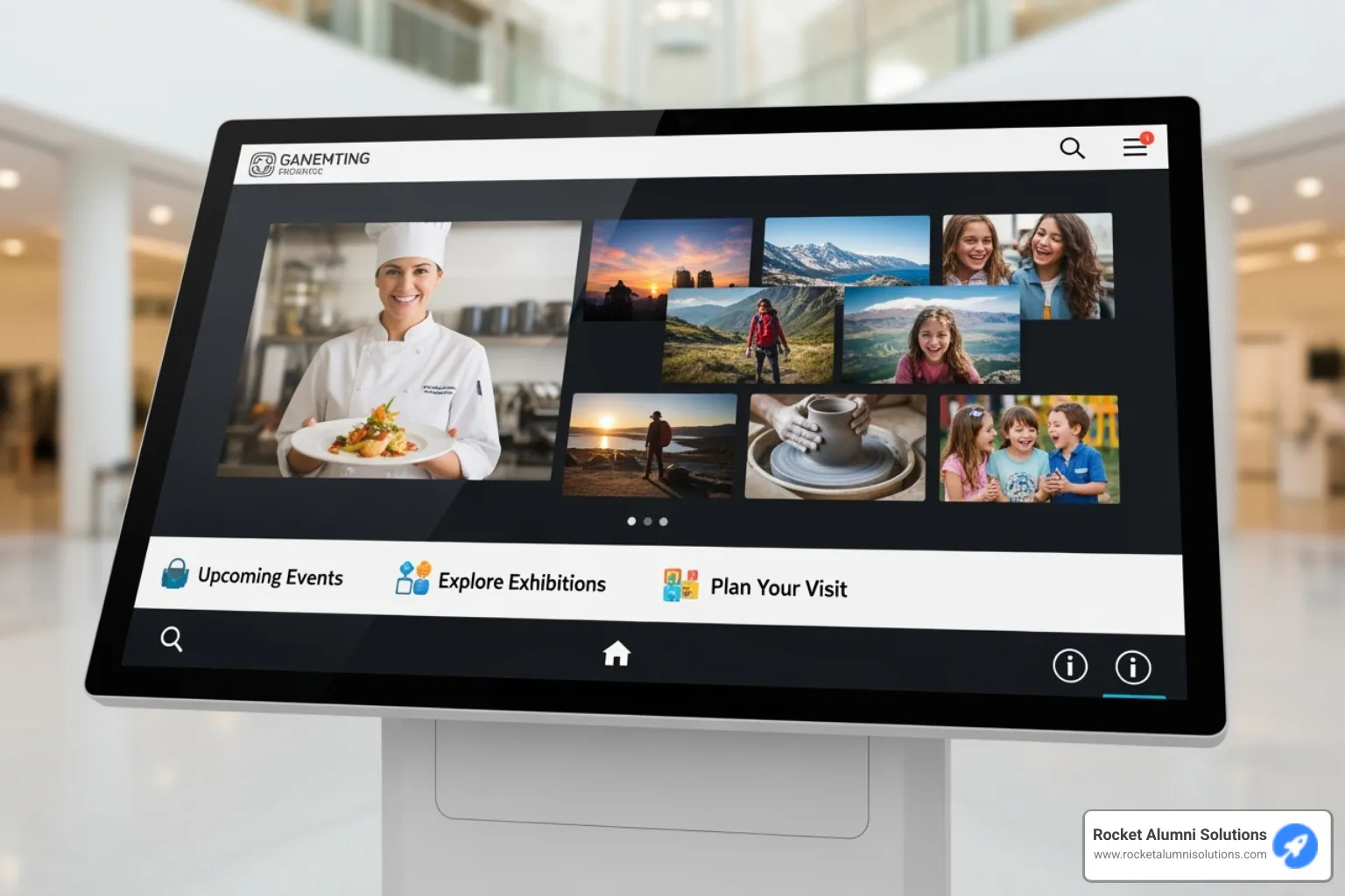 vibrant and content-rich kiosk interface - touchscreen hall of fame kiosk