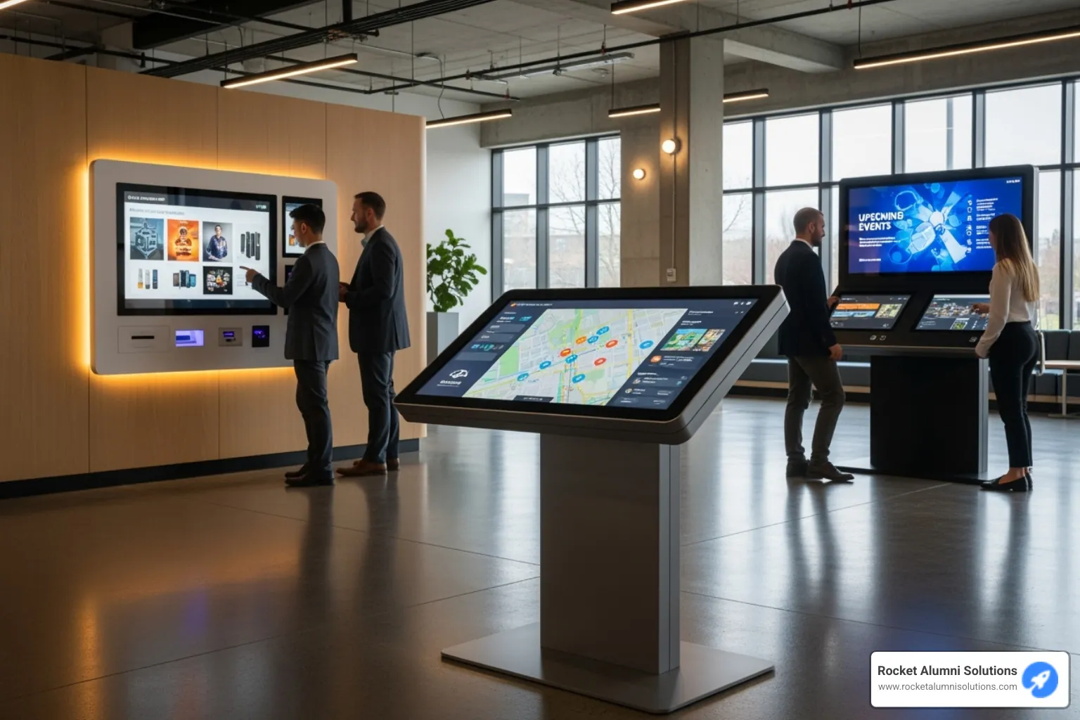 Different hardware options like wall-mounted and freestanding kiosks - Hall of Fame Kiosk