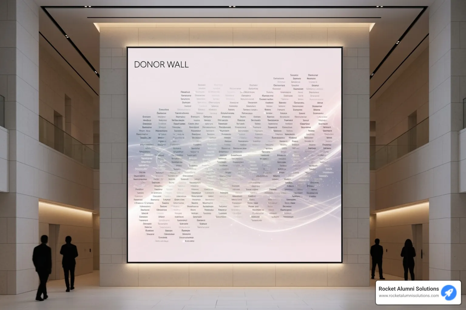 digital donor wall integrated into an architectural feature - digital donor walls non-interactive digital donor wall integrated into an architectural feature - digital donor walls non-interactive