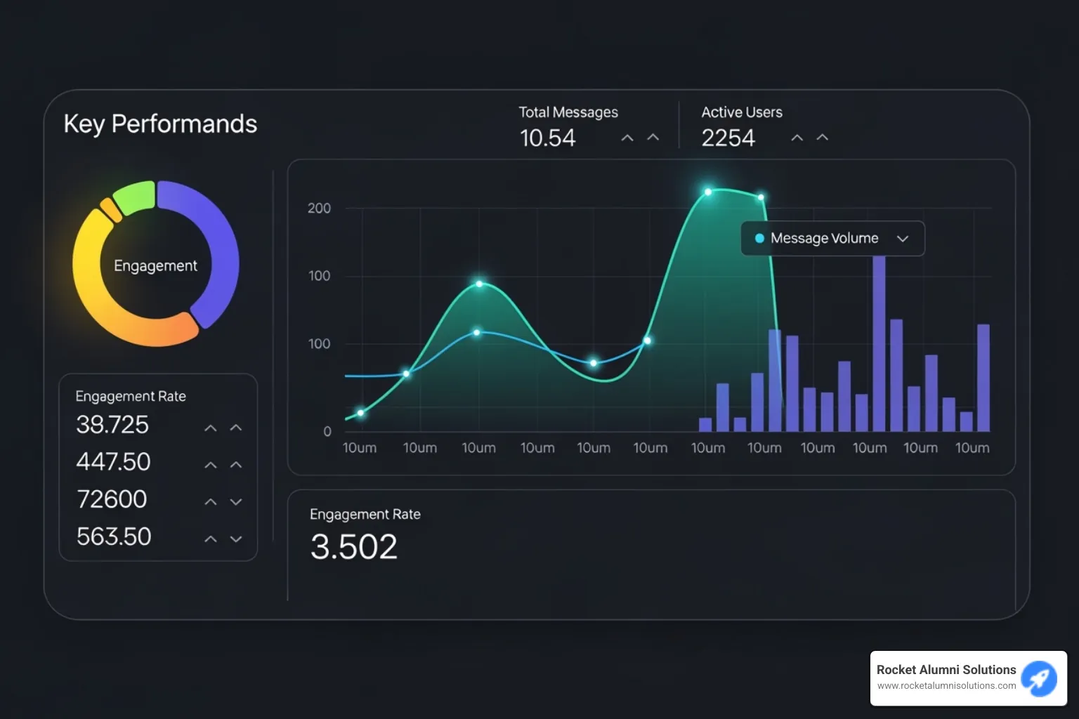 Image of a district-level communication dashboard showing message volume, engagement rates, and active users - school communication tools
