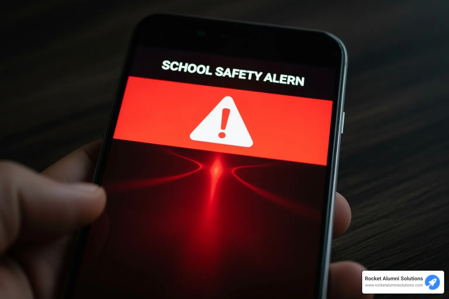 Image of a school safety alert on a phone screen - school communication tools