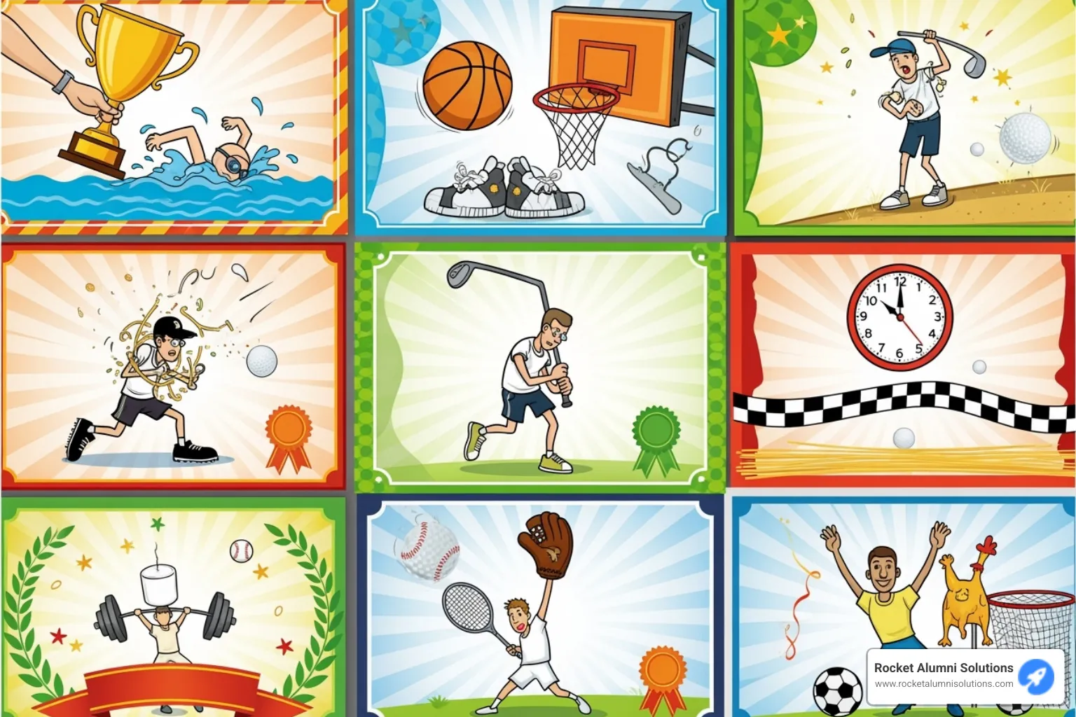 collage of different funny award certificates for various sports - sports superlatives ideas collage of different funny award certificates for various sports - sports superlatives ideas