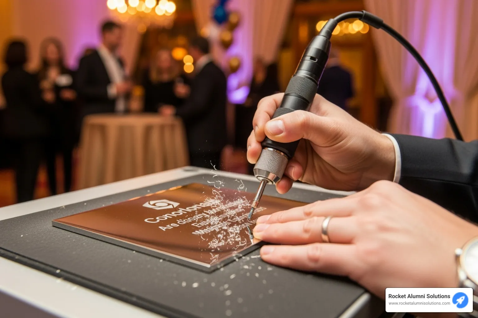 unique on-site recognition activity like a live engraving station - recognition event planning