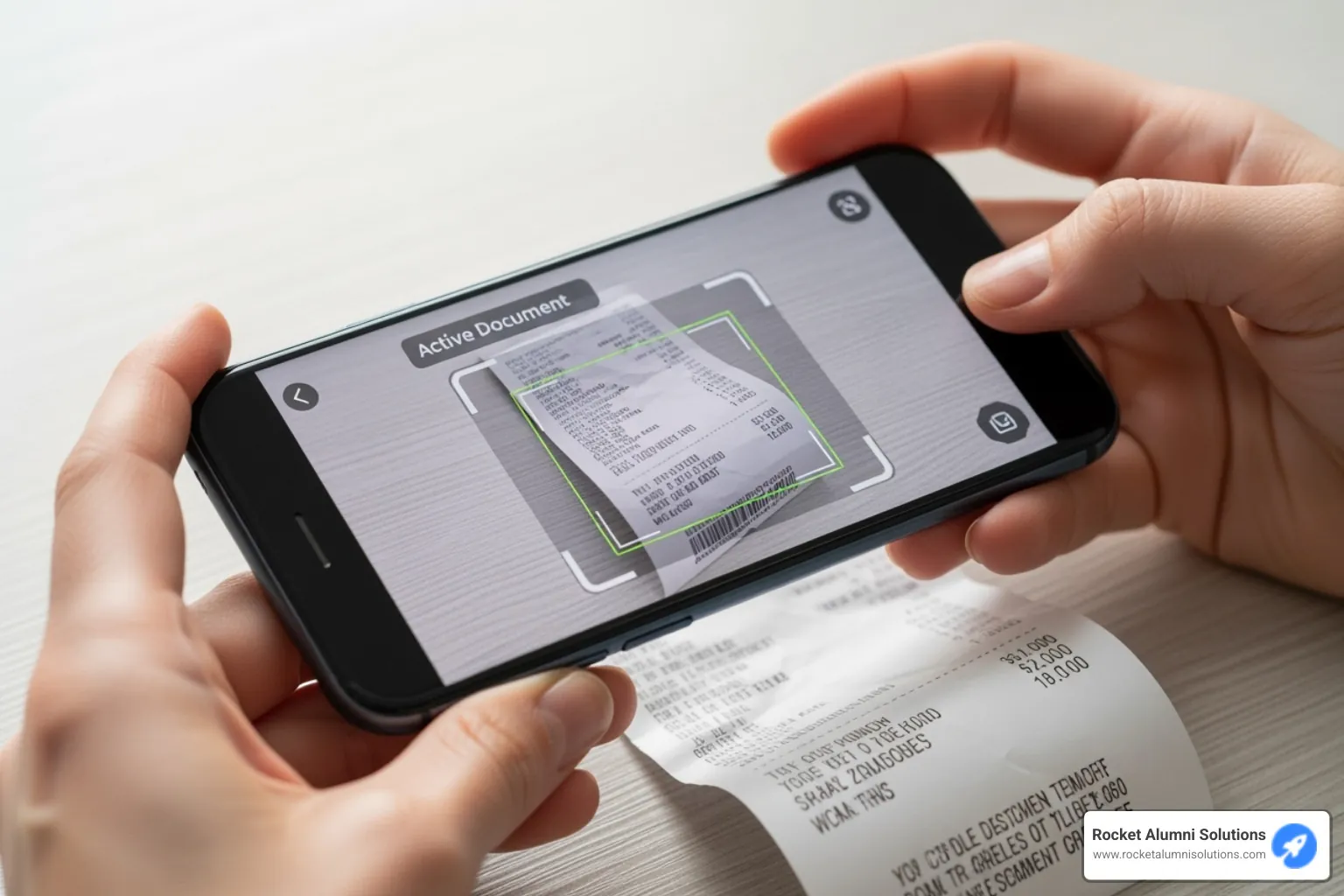 person using mobile phone app to scan a receipt - affordable document scanning person using mobile phone app to scan a receipt - affordable document scanning