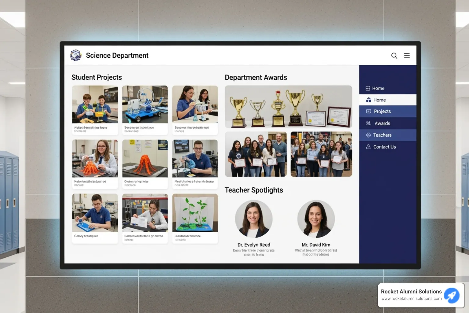 A touchscreen profile showcasing a department's achievements - Teacher Spotlight Touchscreen A touchscreen profile showcasing a department's achievements - Teacher Spotlight Touchscreen