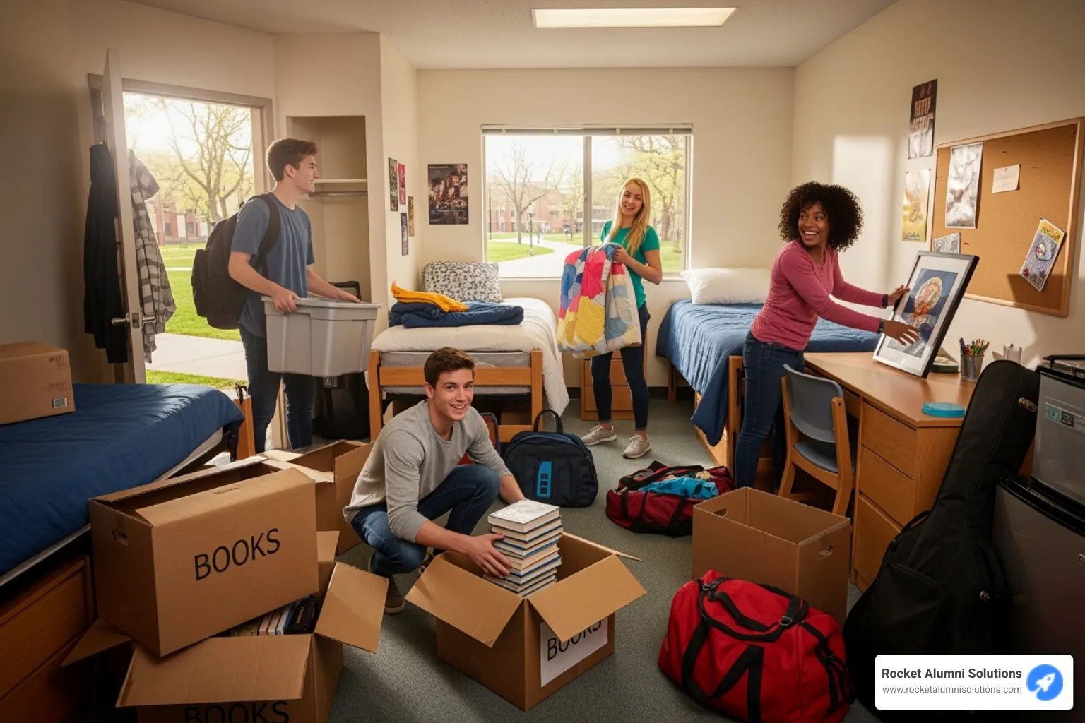 students moving into a dorm room for the first time - College life memories