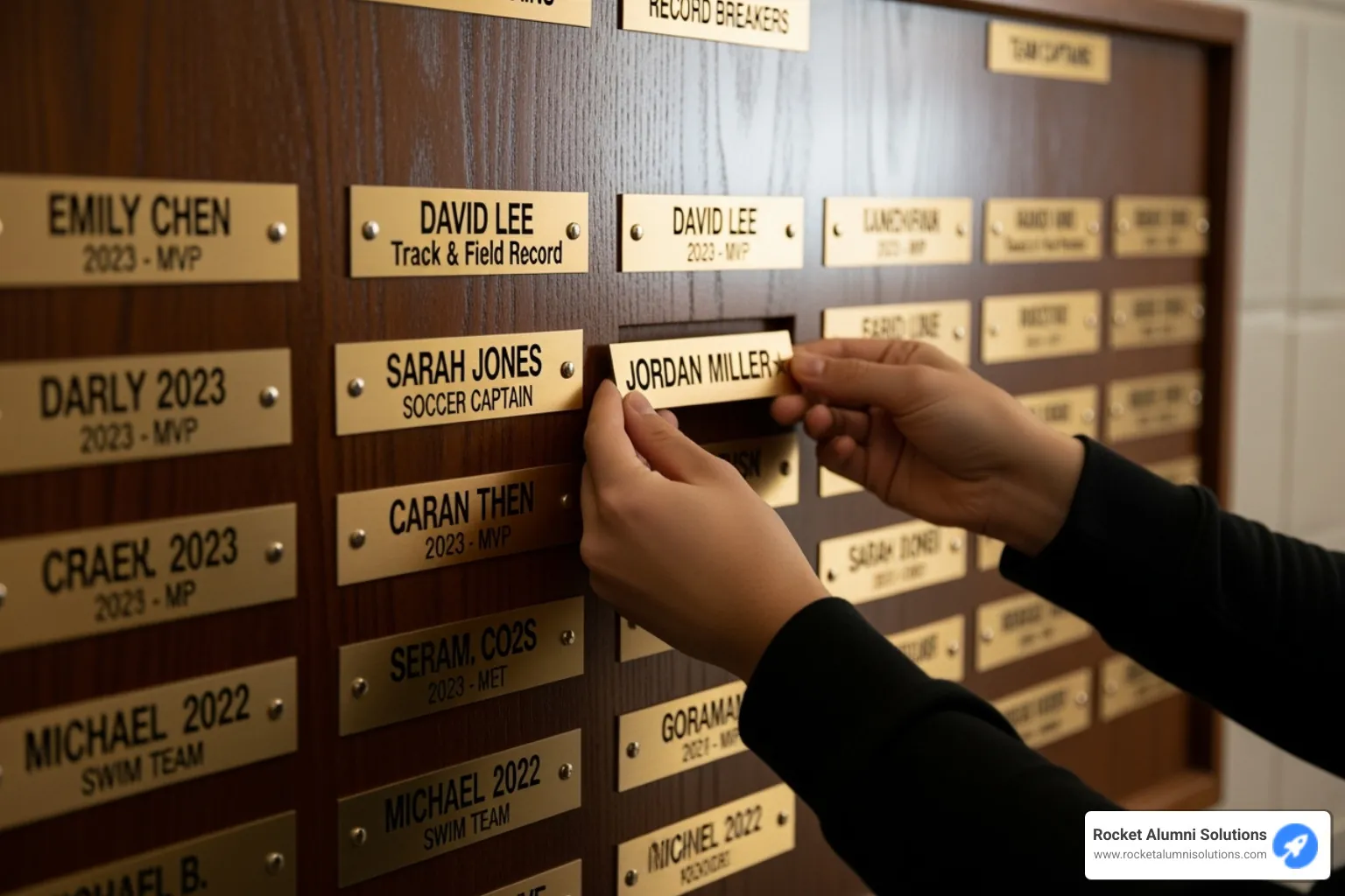 Process of updating a slide-in record board - Athletic Achievement Recognition Board