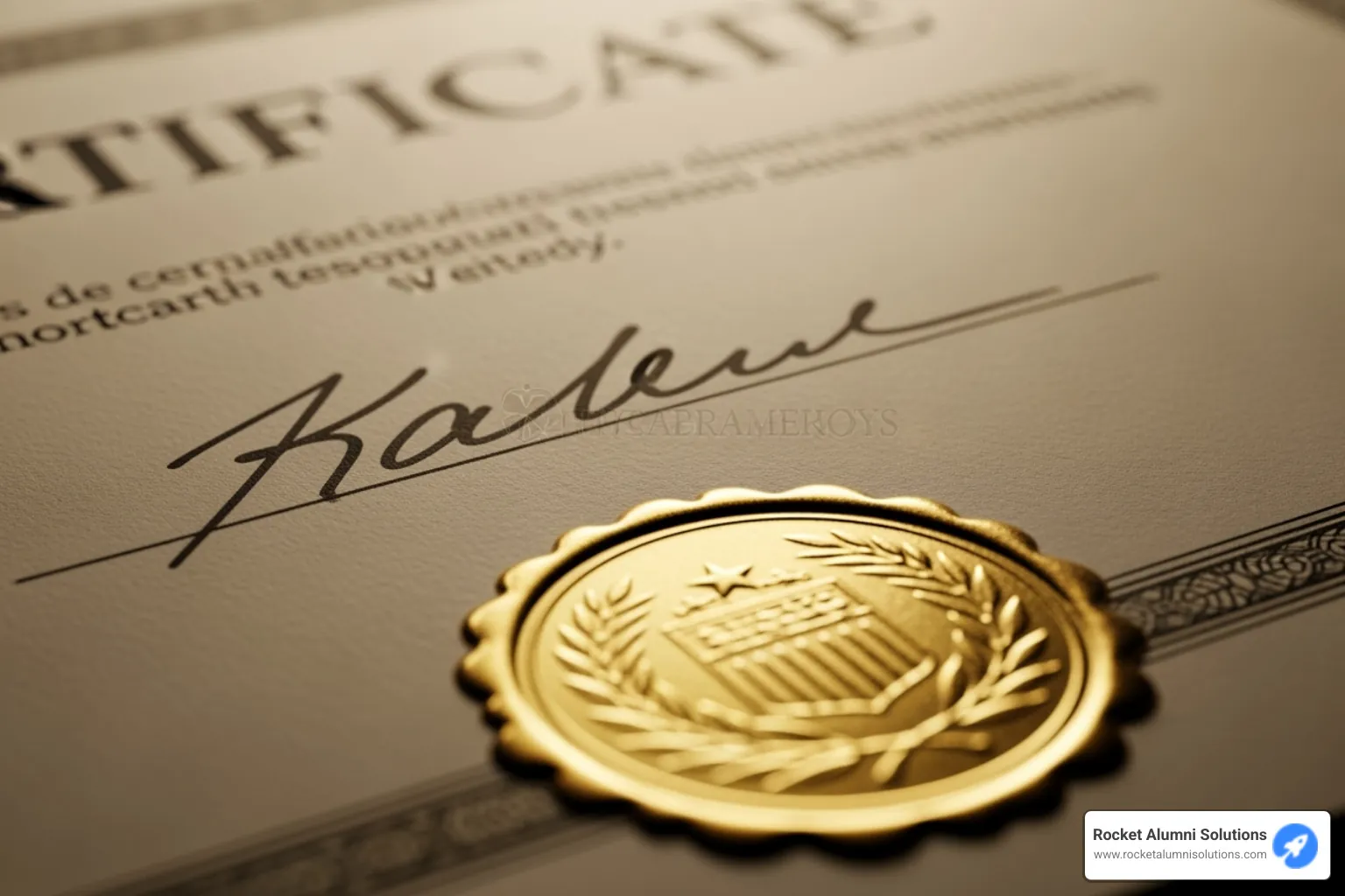 close-up on a high-quality certificate highlighting the signature and seal - certificate of completion