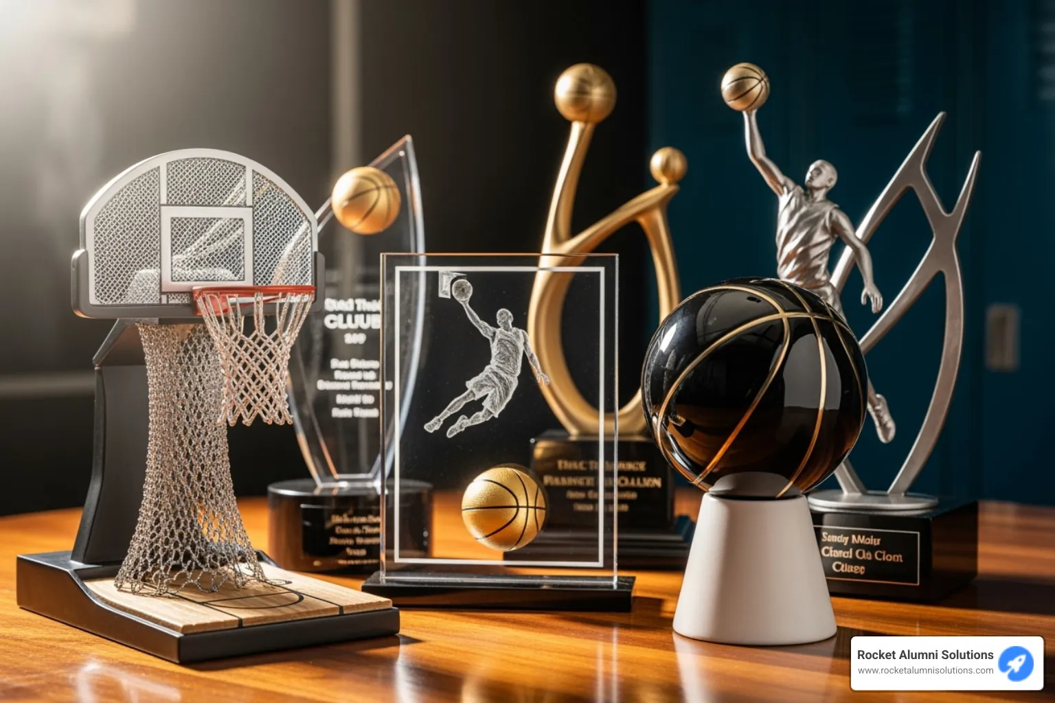 sleek touchscreen digital trophy case in a school hallway - basketball player awards ideas