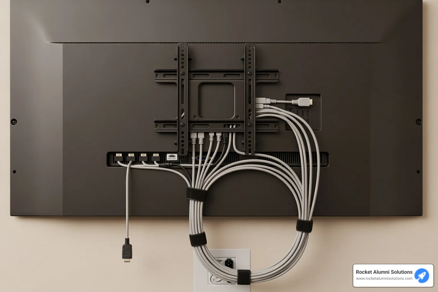 back of a wall-mounted display with clean cable management - recognition awards display touchscreen back of a wall-mounted display with clean cable management - recognition awards display touchscreen