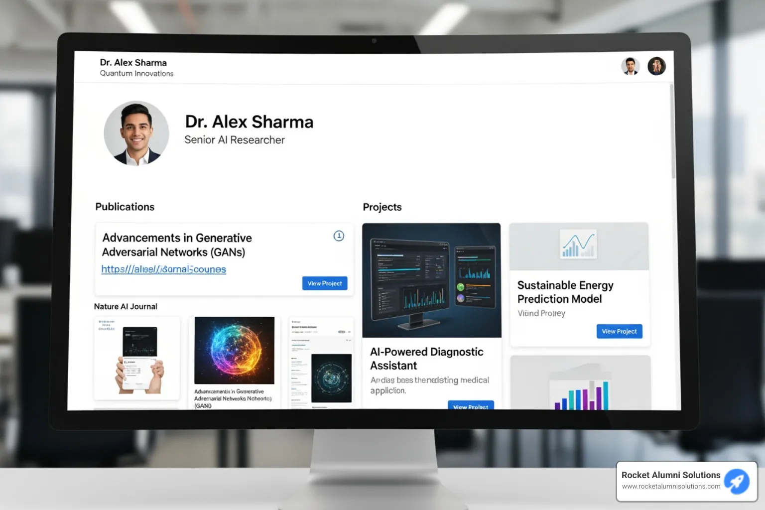 A well-crafted LinkedIn profile highlighting publications and projects - Master Degree Graduate Display